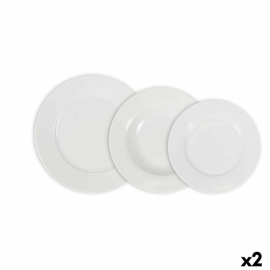 Astiasetti 12 osaa valkoinen pyöreä, lautaset 4+4+4, 2 kpl ruoka-astiasto koti