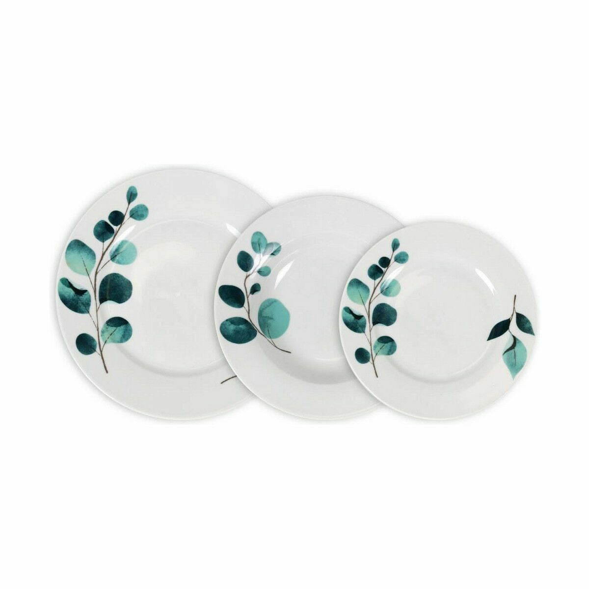 Astiasetti 18 osaa pyöreä, 2 kpl - lautaset Ø24/21,5/19 cm, lehtikuvio
