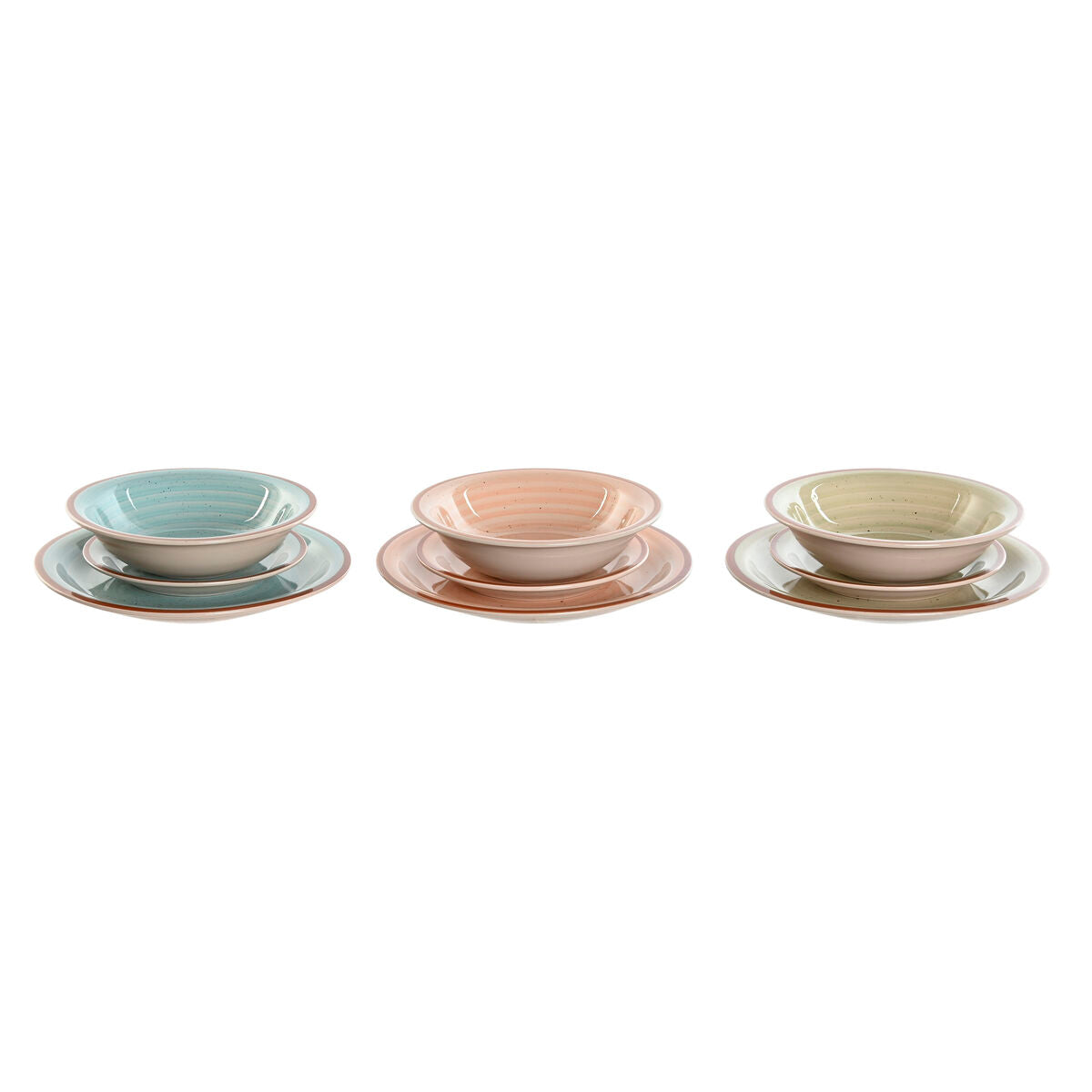 Astiasetti 18 osaa, keramiikka lautaset & kulhot 27,5/26,5 cm, monivärinen pastelli