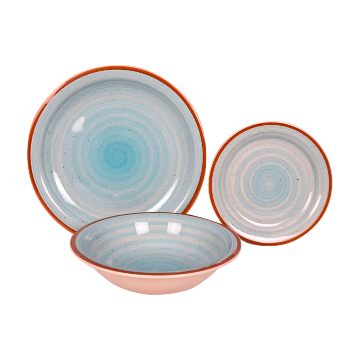 Astiasetti 18 osaa, keramiikka lautaset & kulhot 27,5/26,5 cm, monivärinen pastelli
