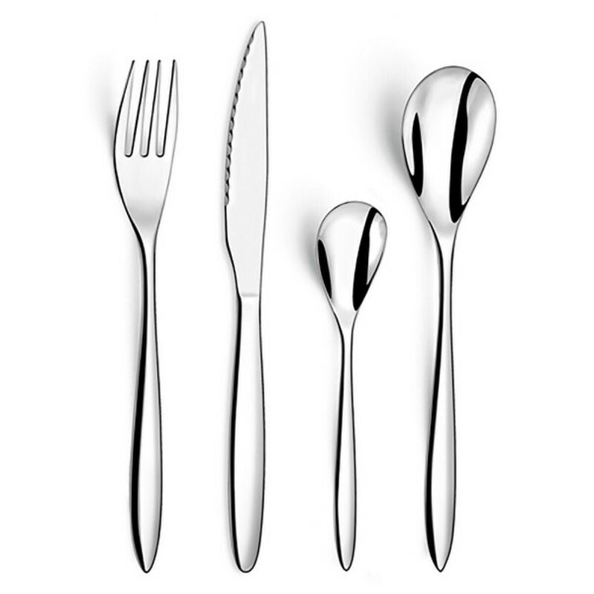 Aterinsetti 24 osaa ruostumatonta terästä ruokailuun, astianpesukoneeseen, 27 cm