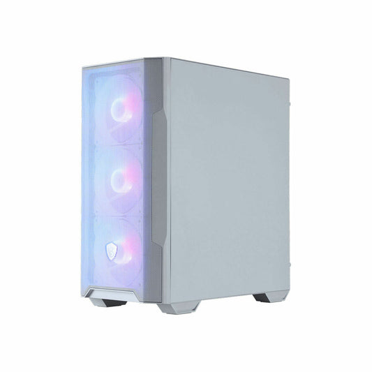 ATX-kotelo valkoinen tempered glass, ARGB 4x120 mm, micro-ATX & HDD-tuki
