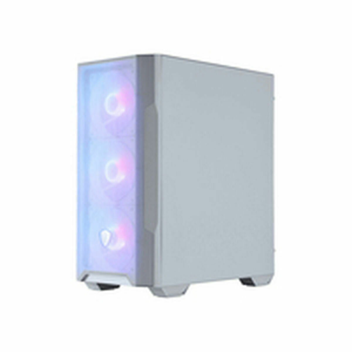 ATX-kotelo valkoinen tempered glass, ARGB 4x120 mm, micro-ATX & HDD-tuki