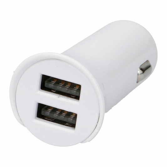Autolaturi 2,1 A 12-24 V USB, 2× USB-porttia, valkoinen, älylaitteille, autoon
