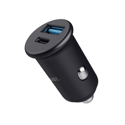 Autolaturi 38 W, 1×USB-C + 1×USB-A, Quick Charge 3.0, 2-porttia, musta, autoon