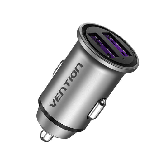 Autolaturi Quick Charge 3.0, 2x USB, alumiini & LED-indikaattori - autoon