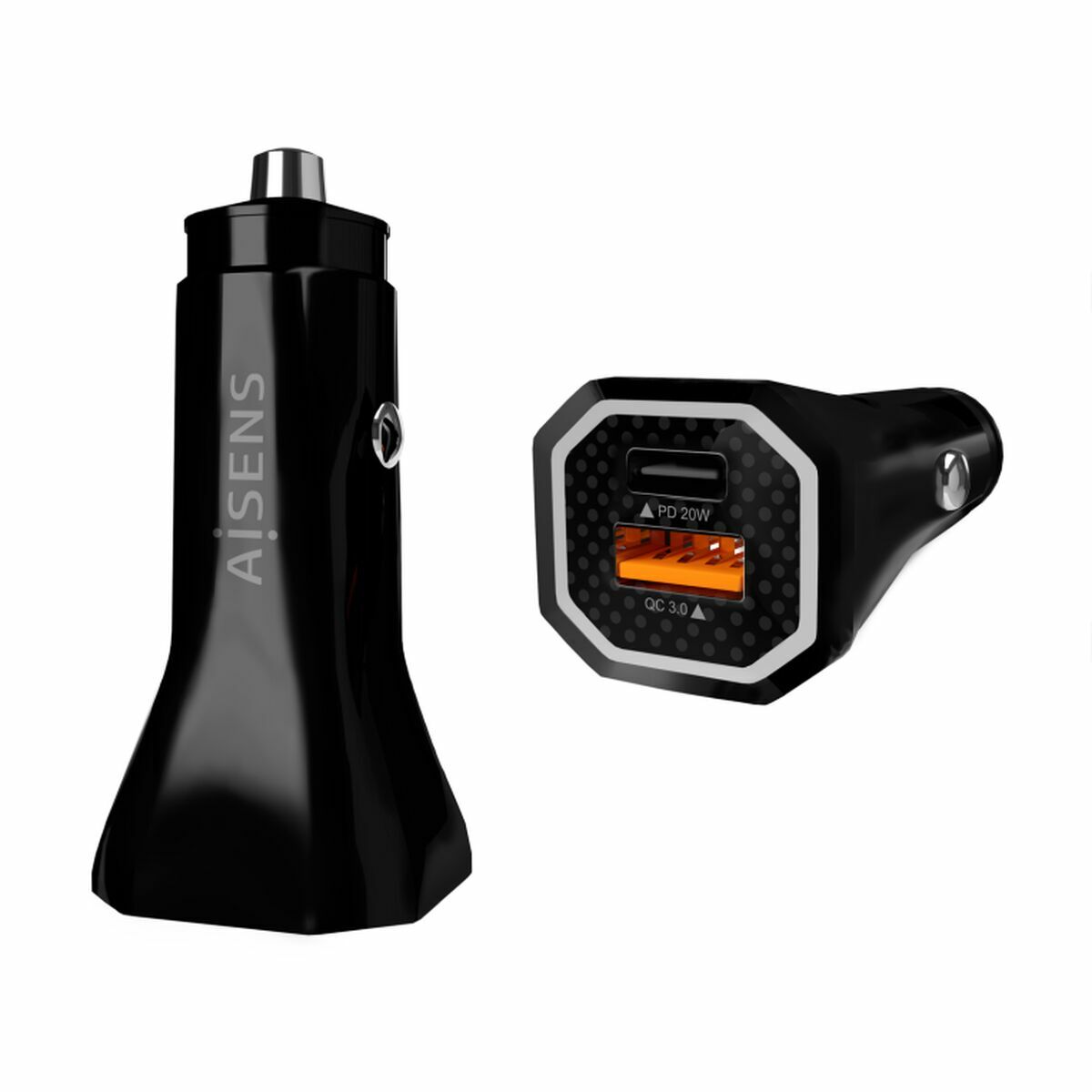Autolaturi 38 W USB-C PD 20W + QC 3.0 USB-A, 2-porttinen, musta, autoon