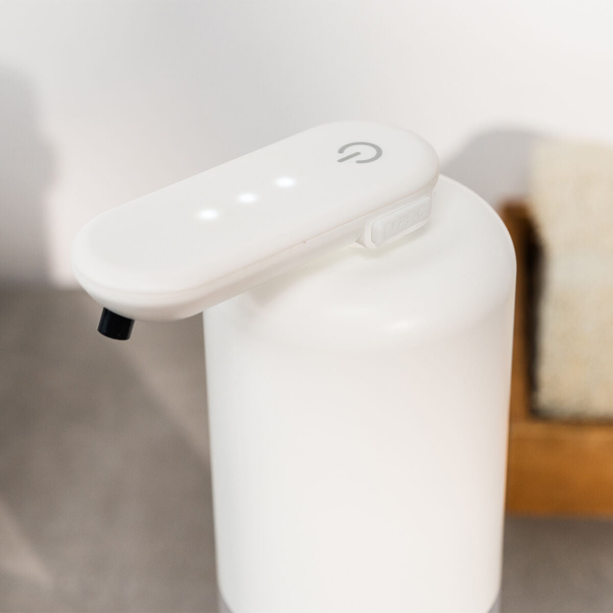 Automaattinen vaahtosaippua-annostelija ladattava 350 ml, kosketukseton, USB-C