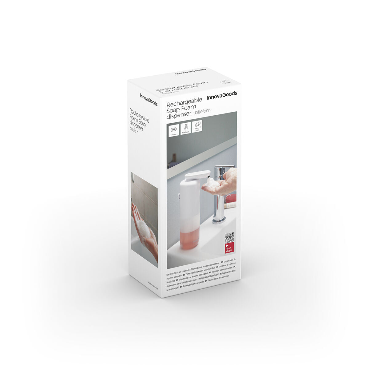 Automaattinen vaahtosaippua-annostelija ladattava 350 ml, kosketukseton, USB-C