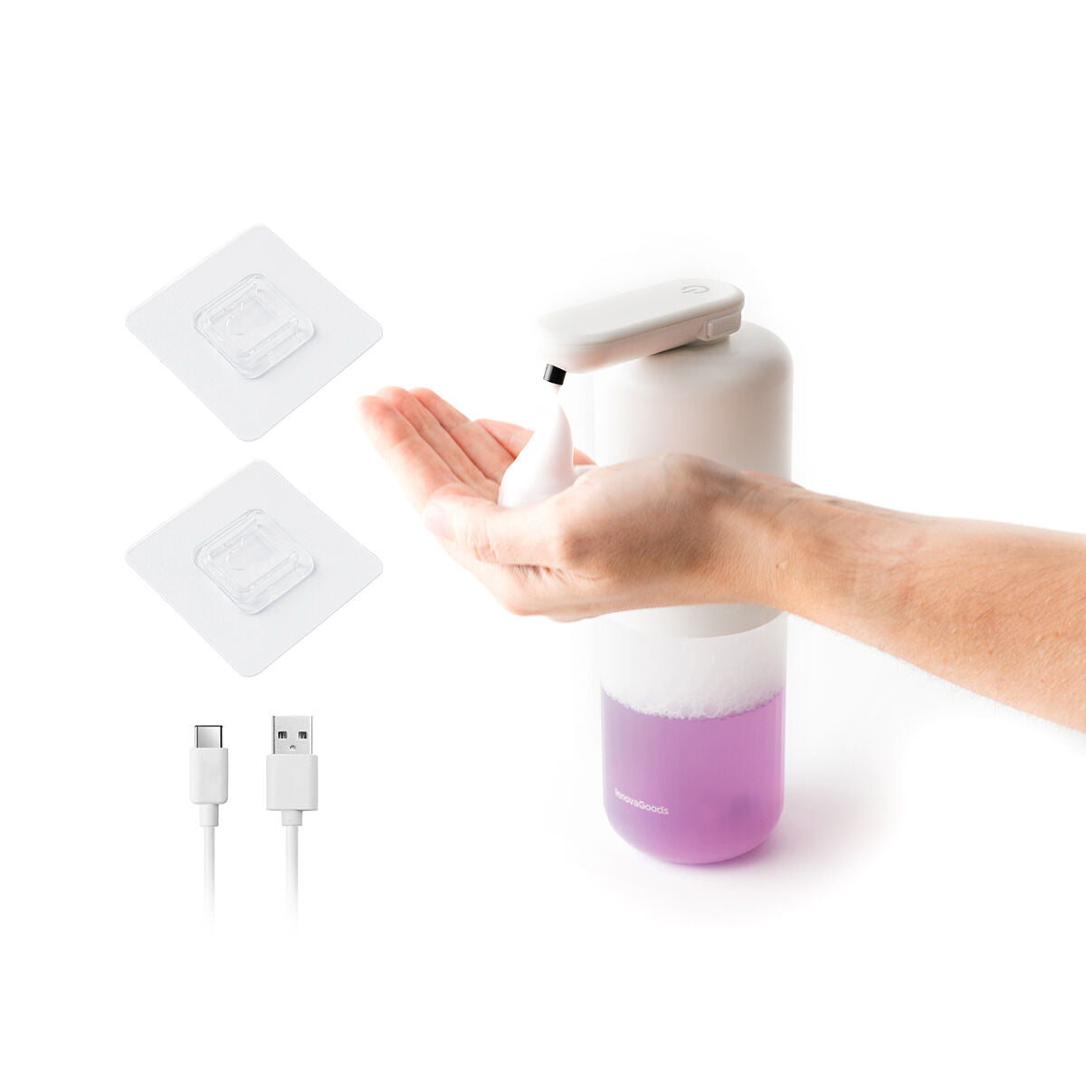 Automaattinen vaahtosaippua-annostelija ladattava 350 ml, kosketukseton, USB-C