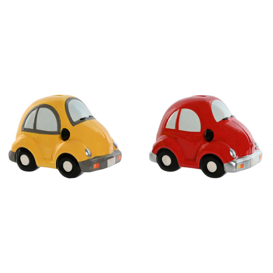 Rahalipas auto, dolomiitti 15 x 9 x 10,5 cm, 2 kpl setti, punainen & keltainen