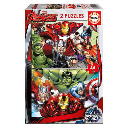 Avengers palapeli 2 x 48 palaa setti, lapsille 3+, suosikkihahmot - Marvel
