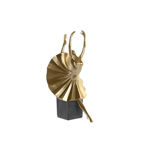 Balerina koristehahmo musta kullattu hartsi 20 x 16 x 33,5 cm moderni sisustukseen
