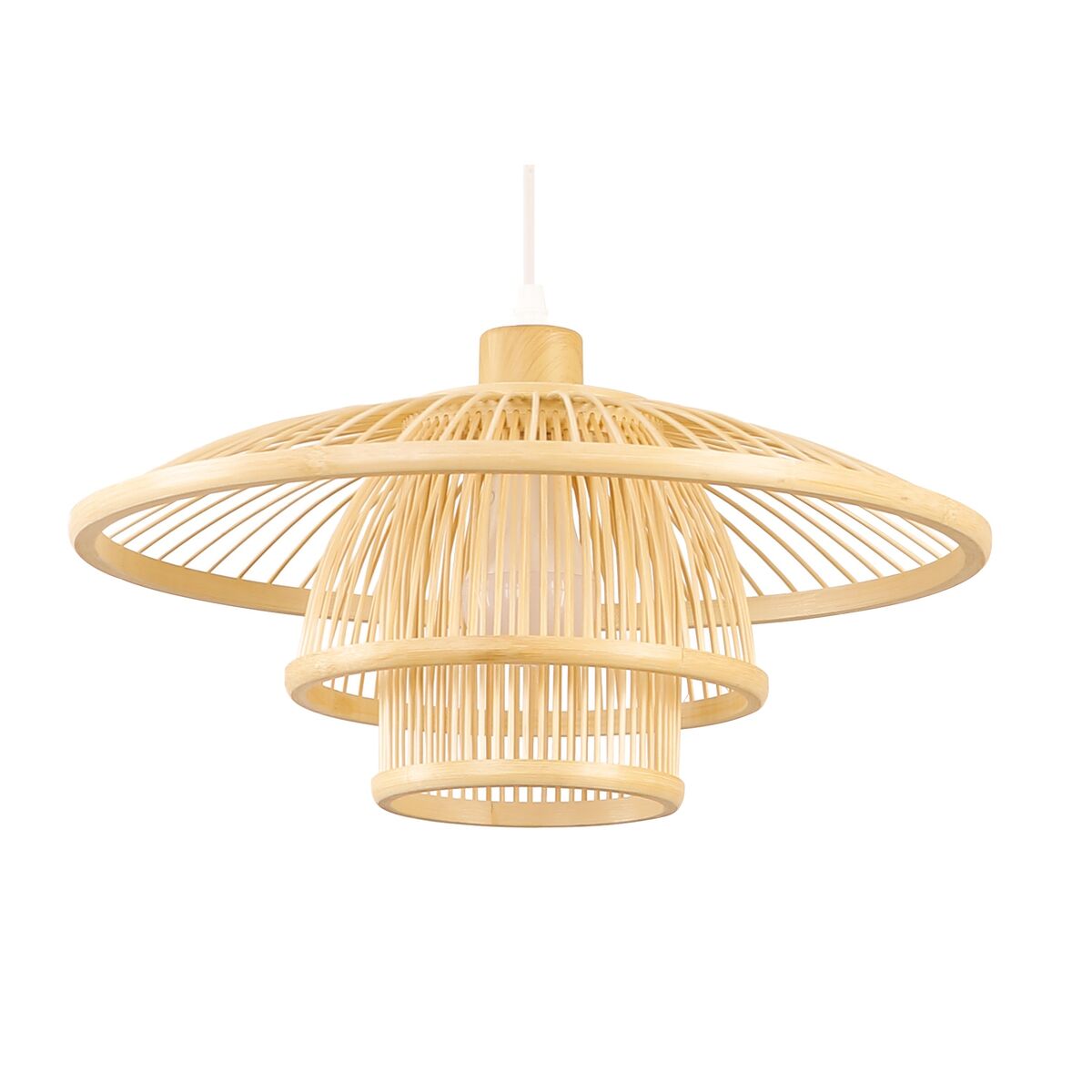 Bambu kattovalaisin, käsintehty 50 W E27, 40 x 40 x 17 cm, 130 cm johto