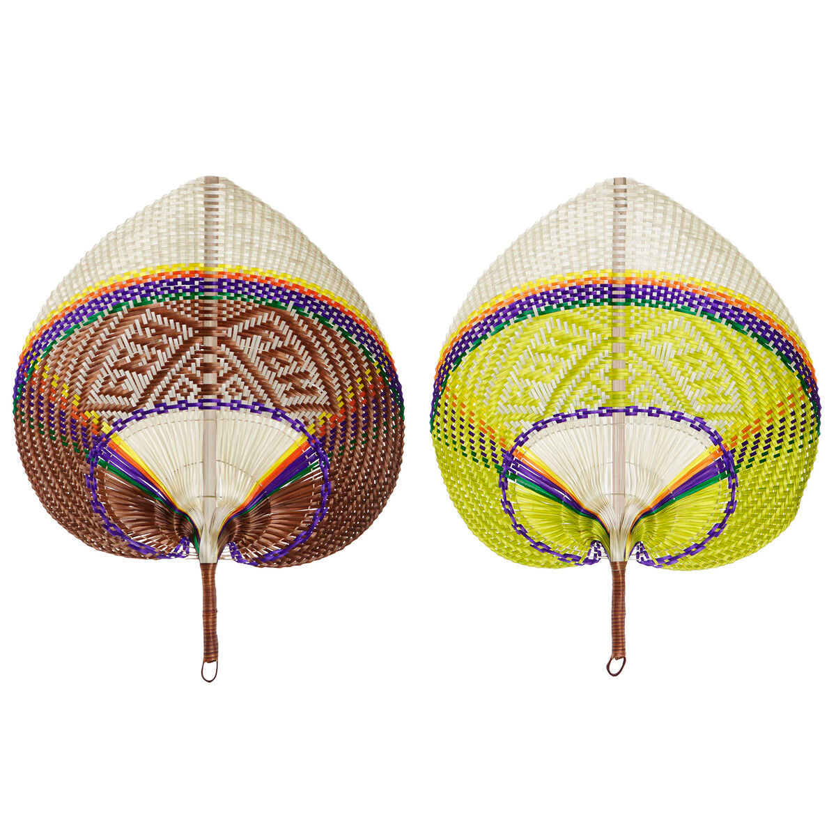 Bambu seinäkoriste 2 kpl, käsinpunottu 40 x 0,5 x 32 cm, oranssi & luonnollinen