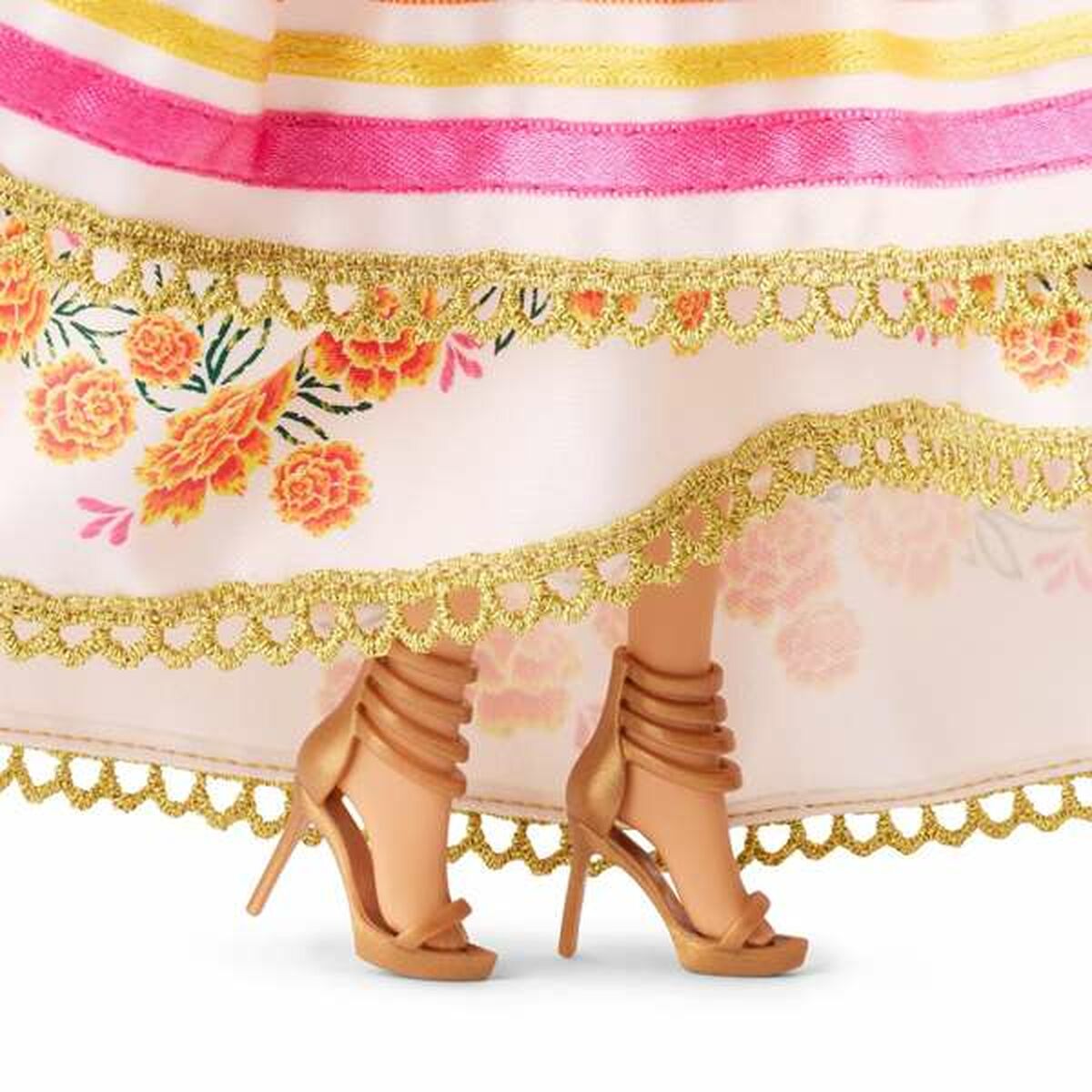 Barbie-nukke kuolleiden päivän asussa, valkoinen kerroksellinen mekko, 3+