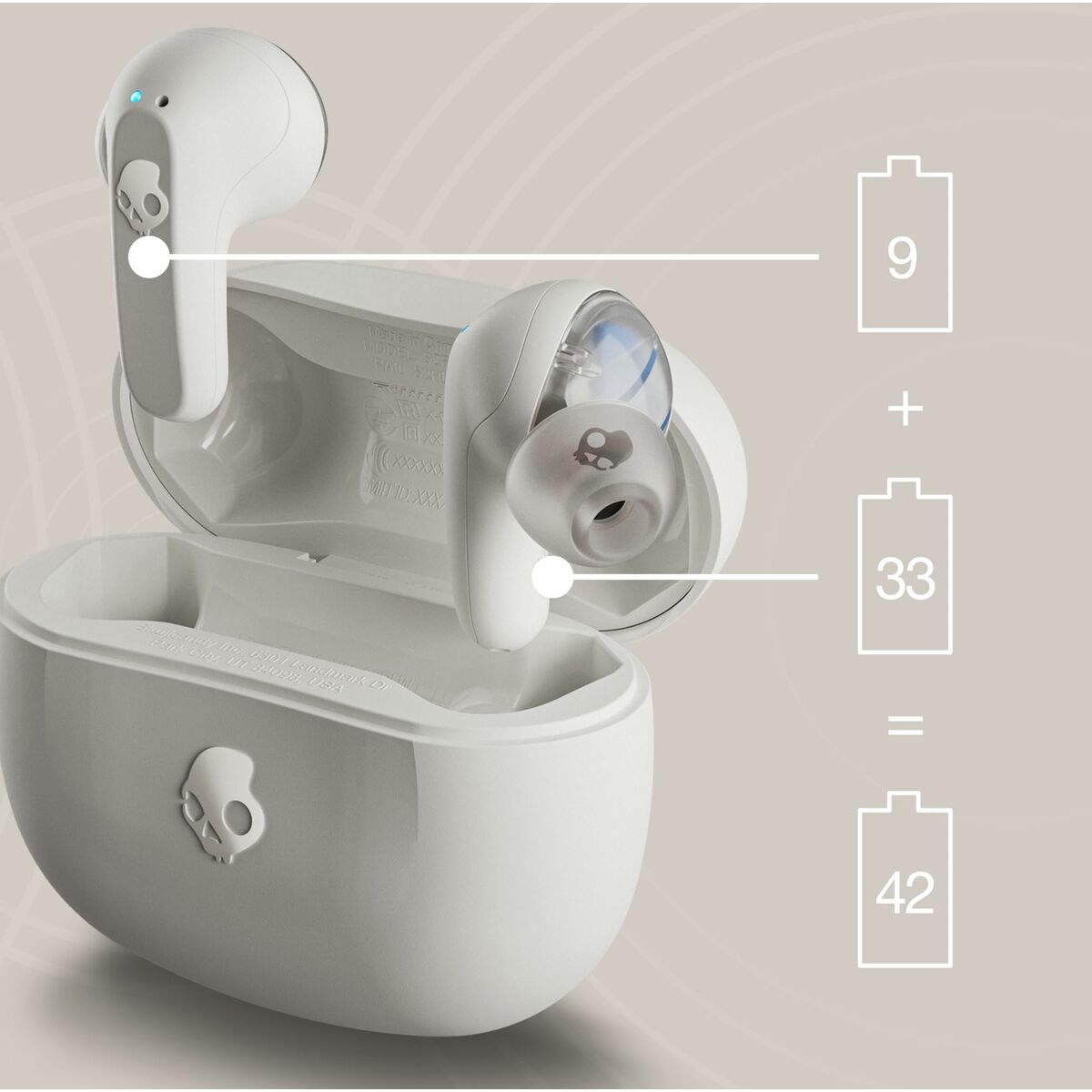 Bluetooth-kuulokkeet in-ear, Bluetooth 5.2, USB-C, mikrofonilla, valkoinen