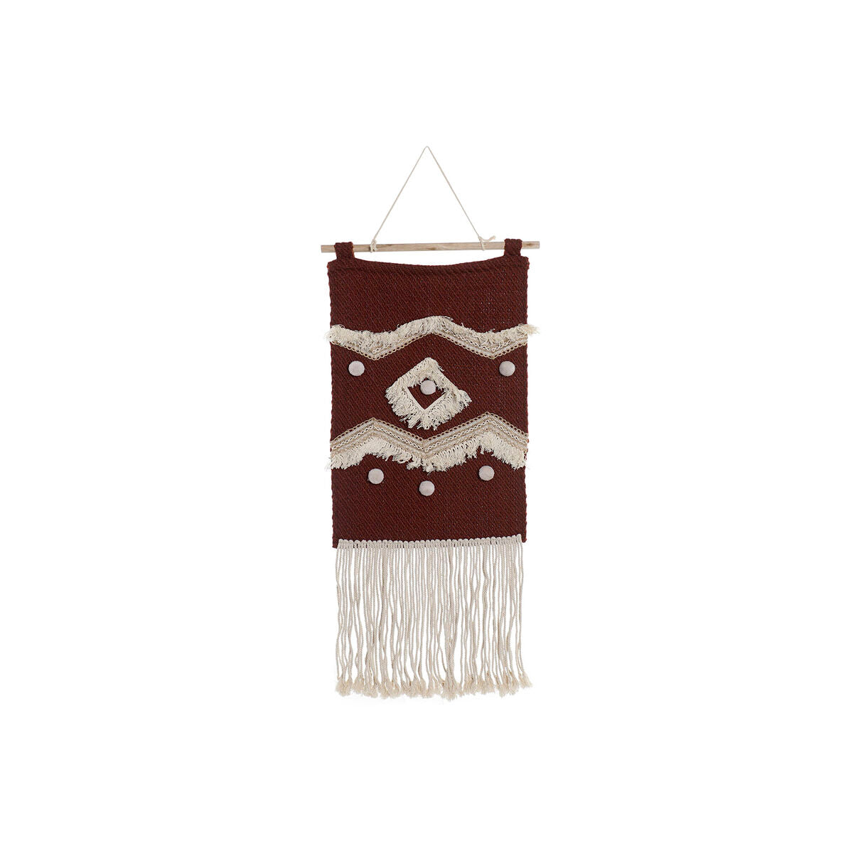 Seinäkoriste boho, punainen & luonnonvärinen seinävaate 45 x 2 x 115 cm