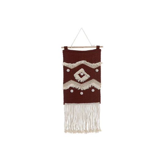 Seinäkoriste boho, punainen & luonnonvärinen seinävaate 45 x 2 x 115 cm