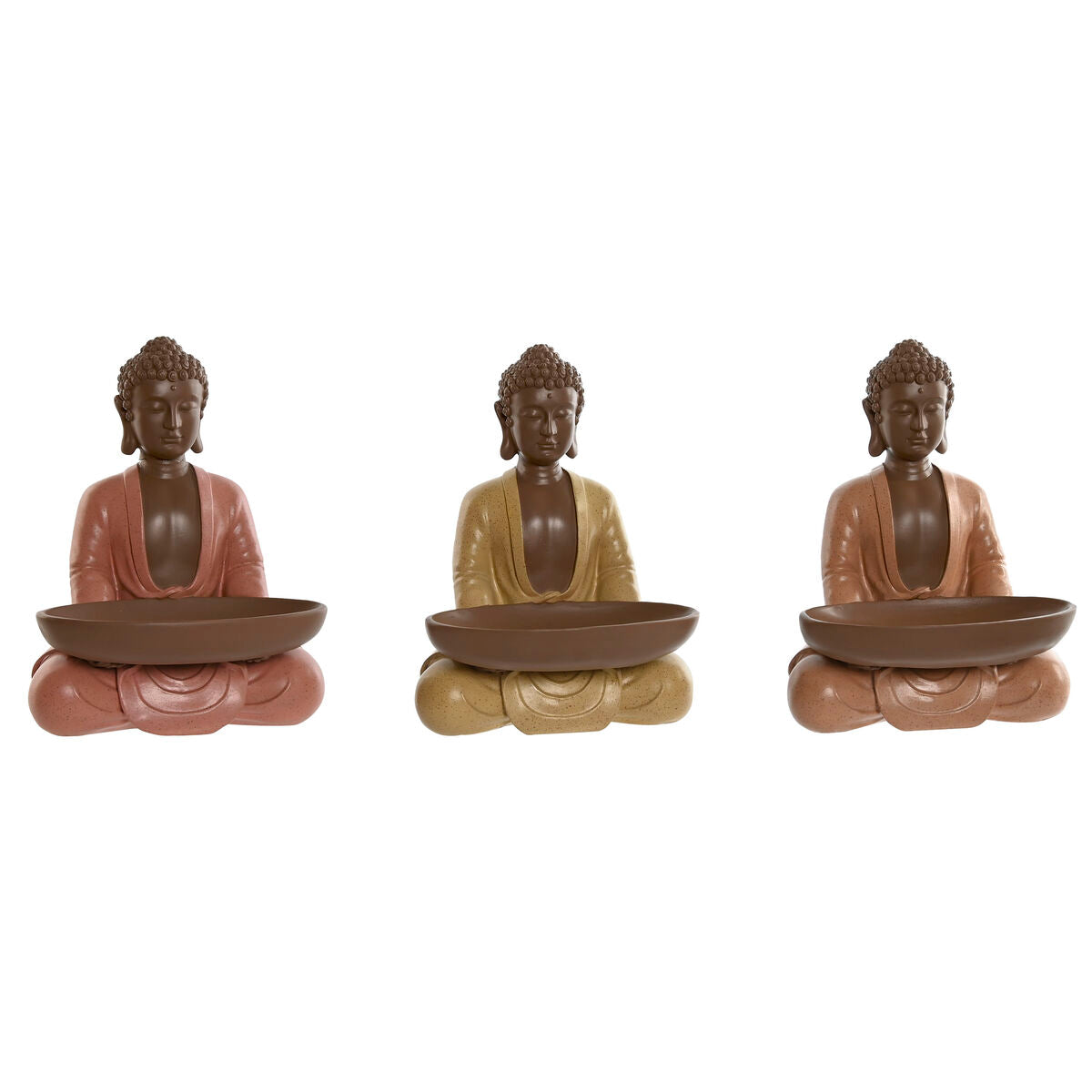 Buddha-koriste hartsi 3 kpl, oranssi koralli & lime, 19,5×16×25,5 cm