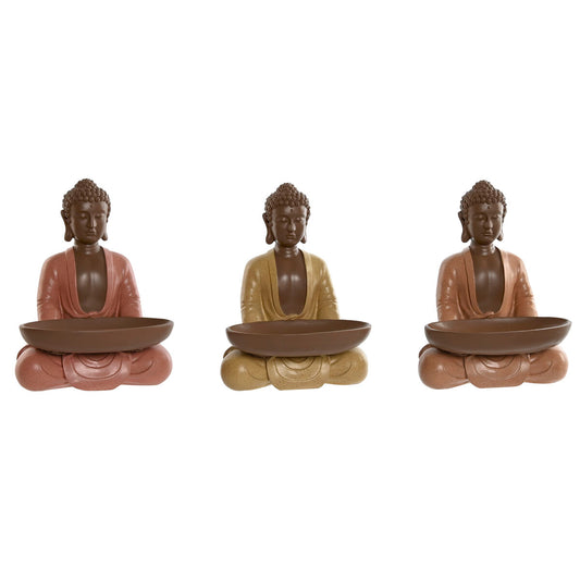 Buddha-koriste hartsi 3 kpl, oranssi koralli & lime, 19,5×16×25,5 cm