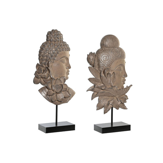 Buddha koristehahmo 23 x 8 x 42 cm, 2 kpl, metallia & hartsia, musta/ruskea