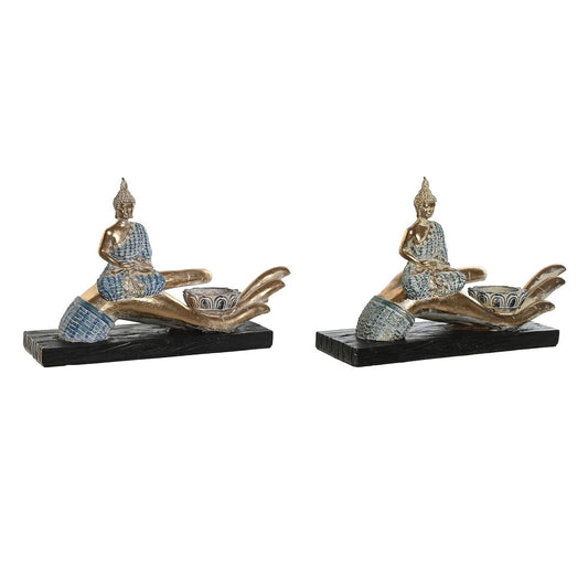 Buddha koristehahmo 25,7 x 8 x 16 cm, turkoosi/sininen, 2 kpl sisustus pöydälle