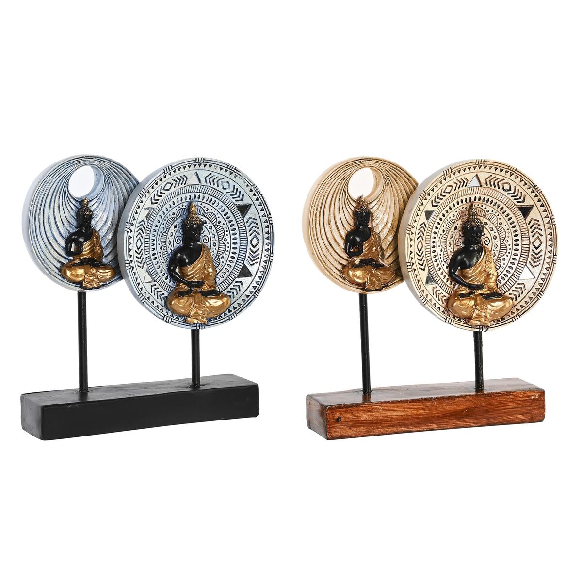 Buddha koristehahmo 2 kpl, beige & sininen, metalli ja hartsi, 25×6,7×25,6 cm