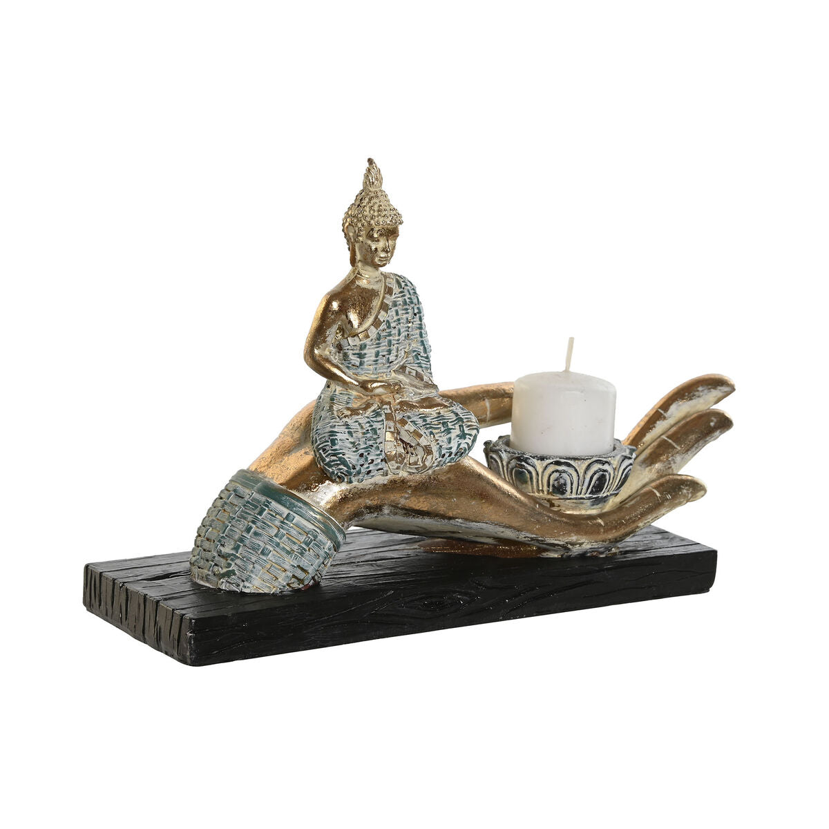 Buddha koristehahmo 25,7 x 8 x 16 cm, turkoosi/sininen, 2 kpl sisustus pöydälle