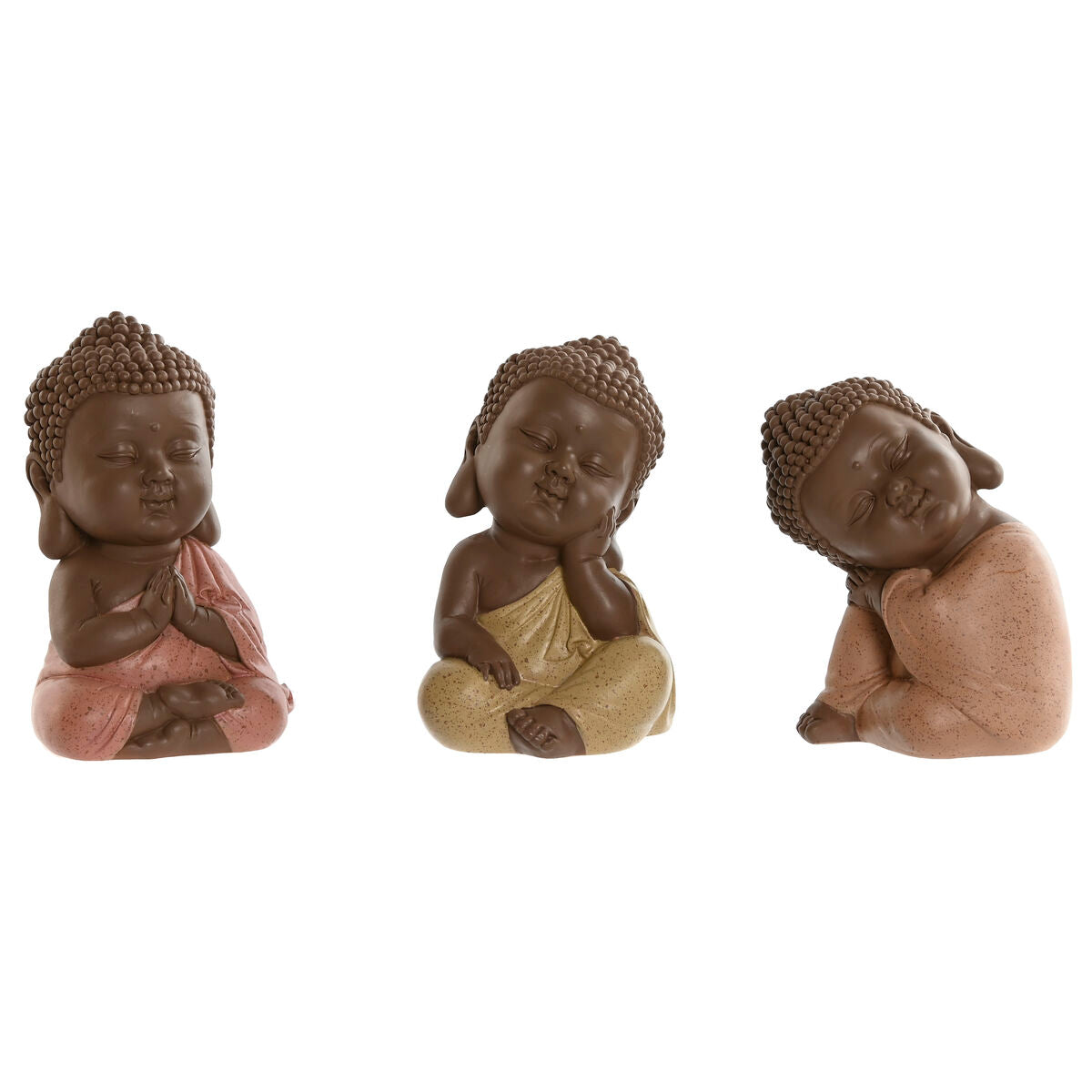 Buddha koristehahmo 3 kpl, hartsi, oranssi koralli lime, pieni 8 x 8 x 12,5 cm