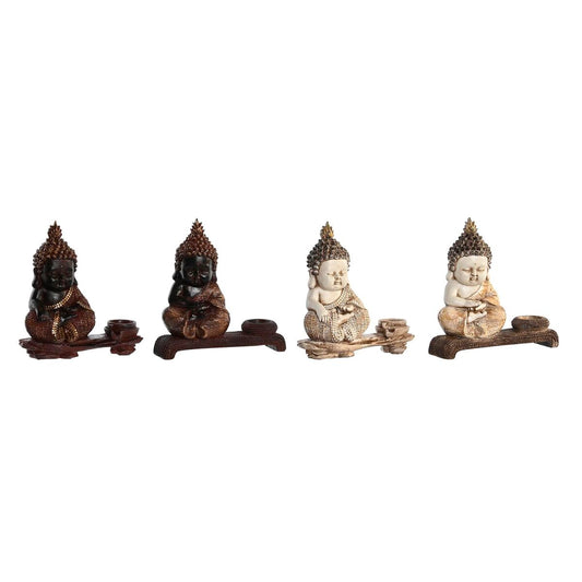 Buddha koristehahmo 4 kpl, resiini, 22 x 8,2 x 23 cm, punainen beige, itämainen