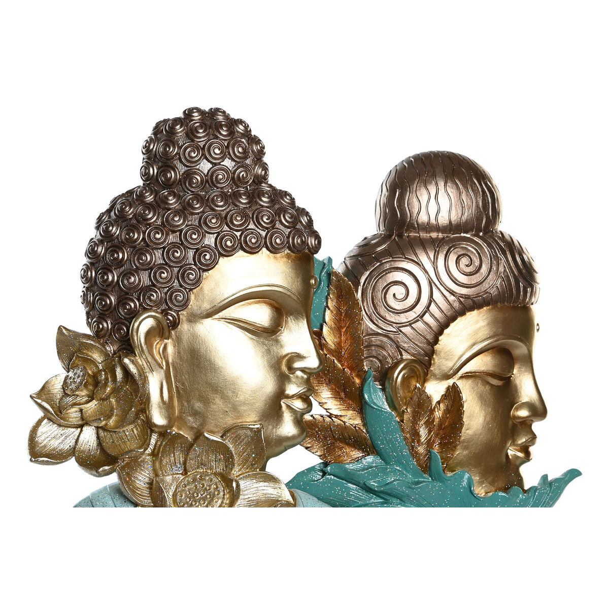 Buddha-pää koriste, kullattu & turkoosi, 22 x 8 x 42,5 cm, 2 kpl