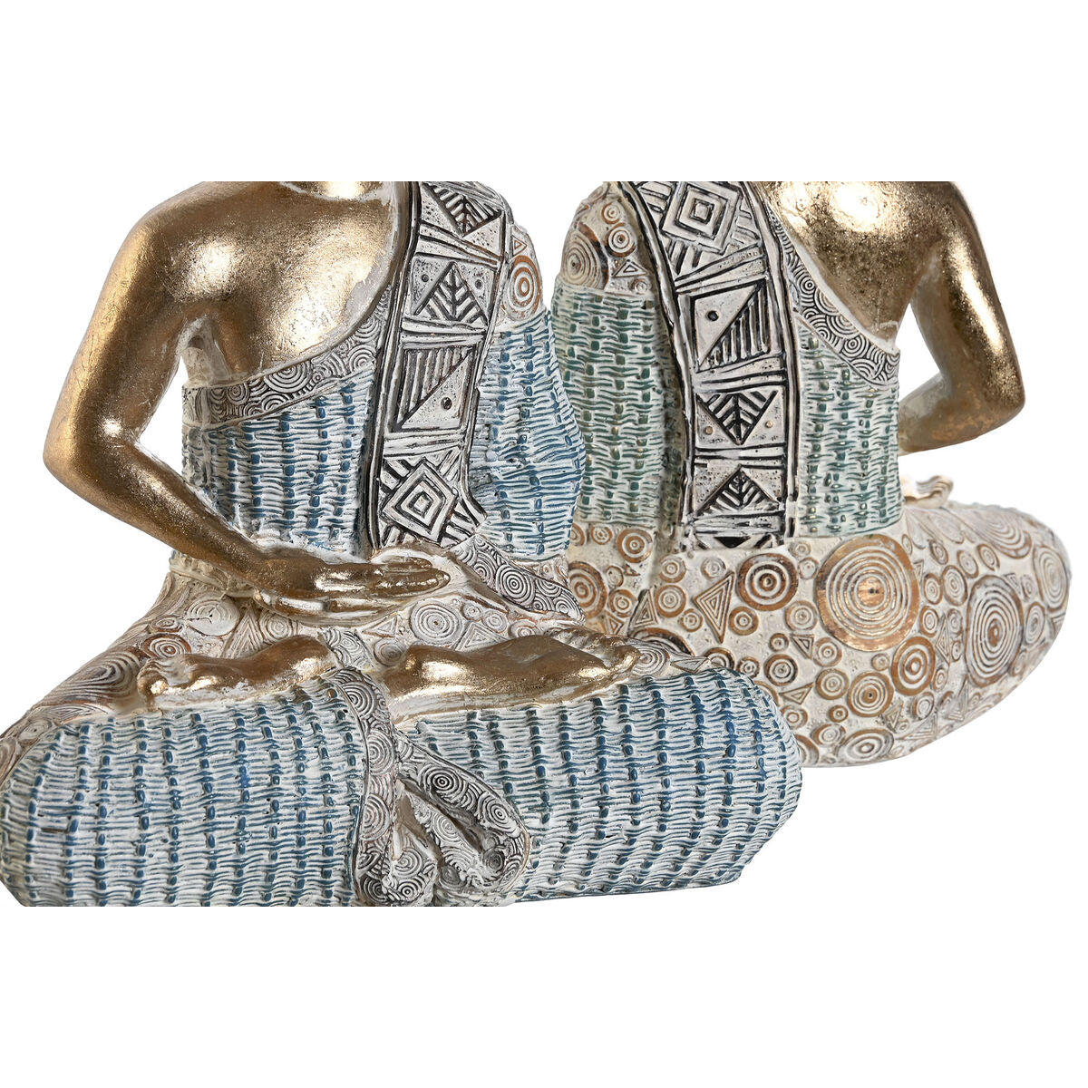 Buddha-patsas 2 kpl, resiini siniturkoosi koriste, 18,6 x 9,7 x 27 cm