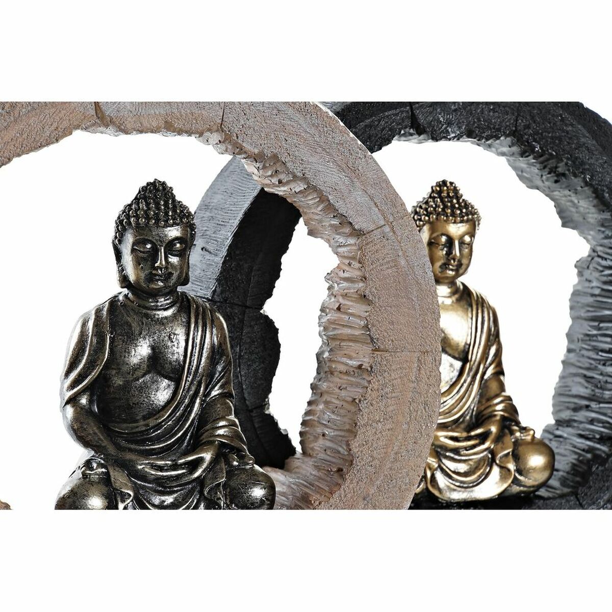 Buddha patsas, musta & kullattu, resiinistä, 20,8 x 6 x 18,5 cm, 2 kpl