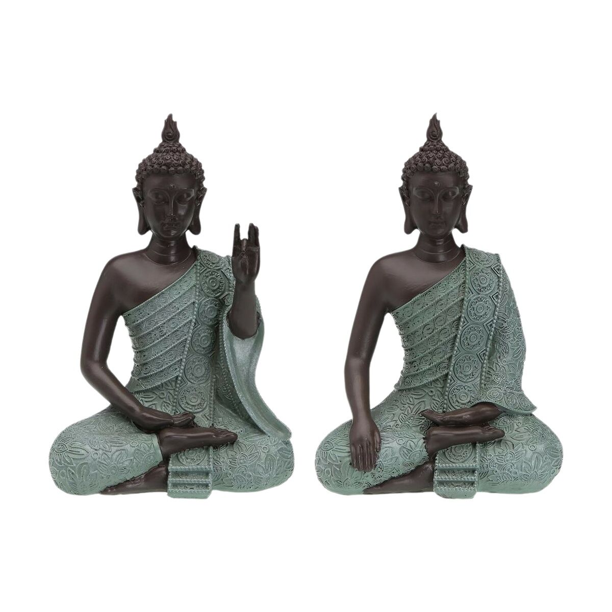 Buddha patsas, resiinistä 9 x 20 x 14 cm, istuva pöytäkoriste sisustukseen