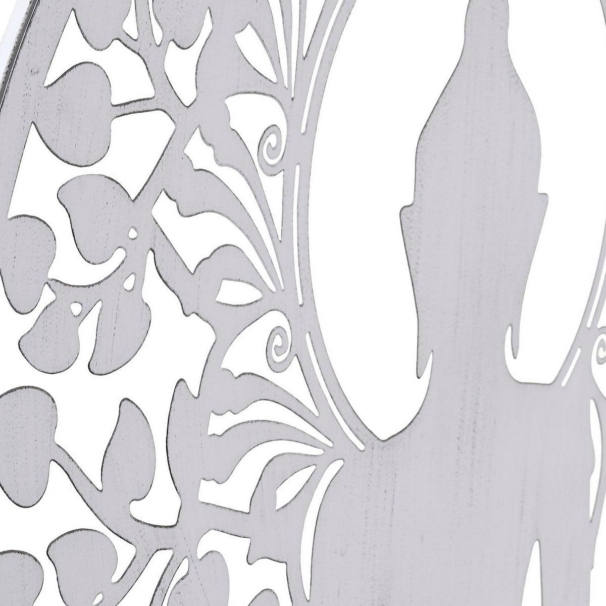 Buddha seinäkoriste metallia pyöreä 60 cm, 2 kpl sisustukseen, valkoinen & musta