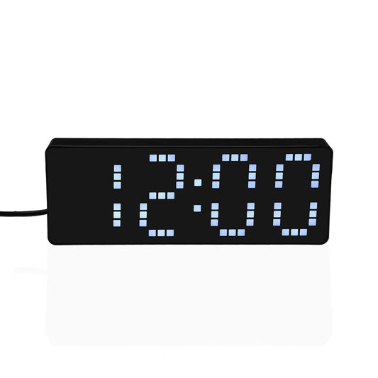 Digitaalinen herätyskello LED-näytöllä, musta/valkoinen, kompakti pöytäkello