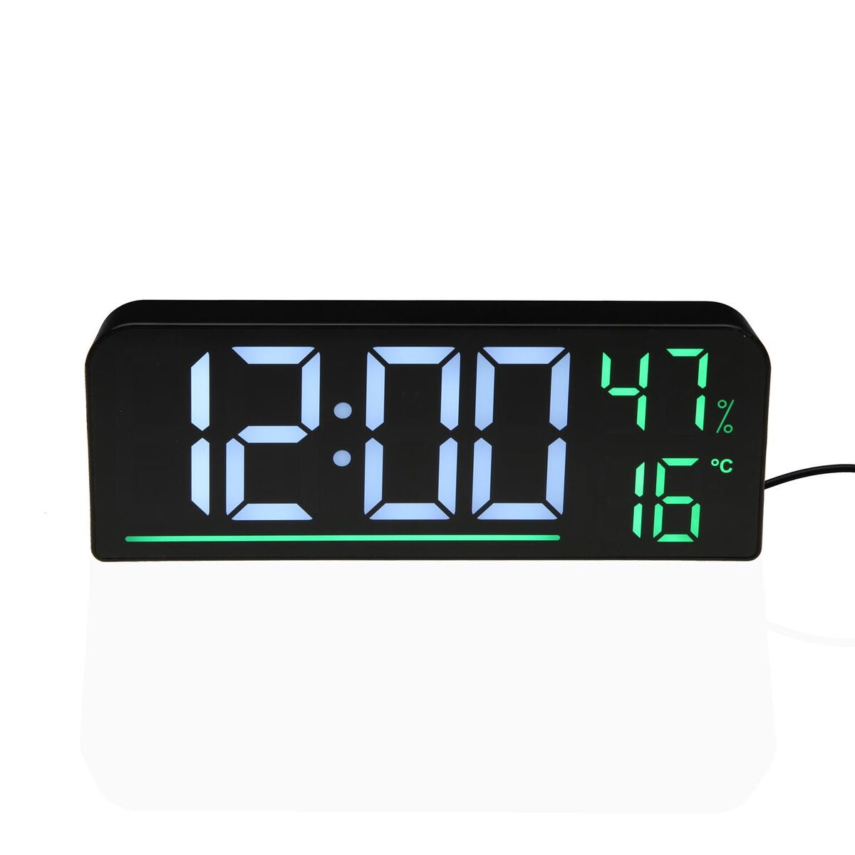Digitaalinen herätyskello led, suuri näyttö, lämpötila & kosteus, 3 väriä