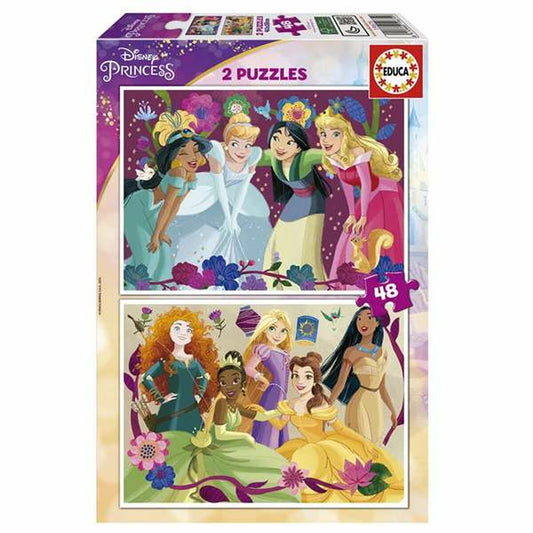 Disney-prinsessa palapeli 2 x 48, kaksinpakkaus lapsille, ikäsuositus 4+