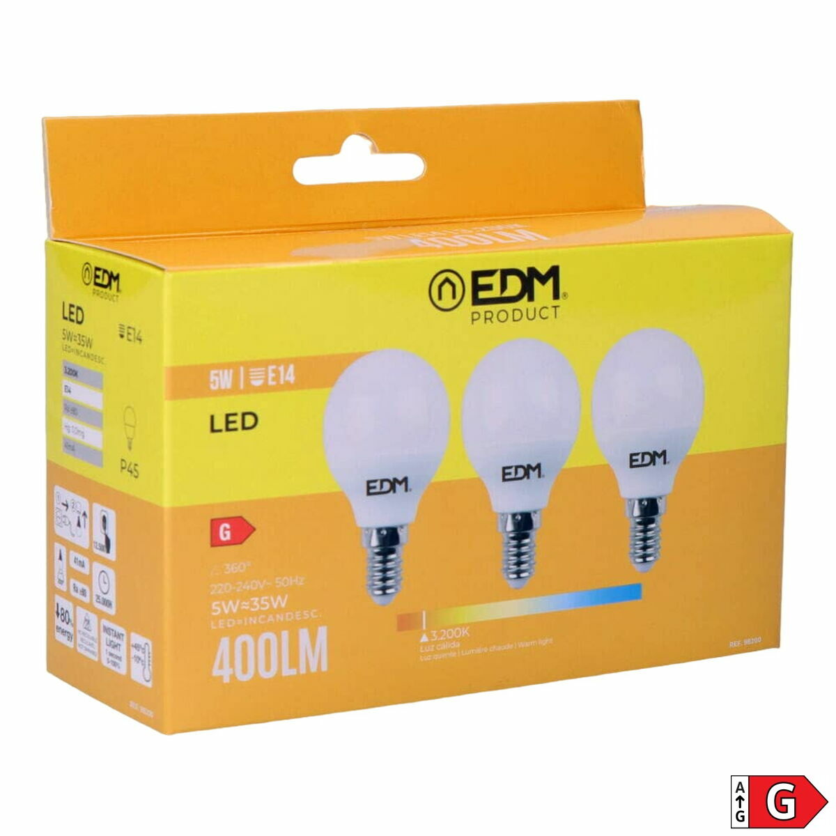 E14 LED-polttimo 400 lm 3200 K 3 kpl, lämmin valo, 5 W (35 W ekv.) Ø4,5×8 cm