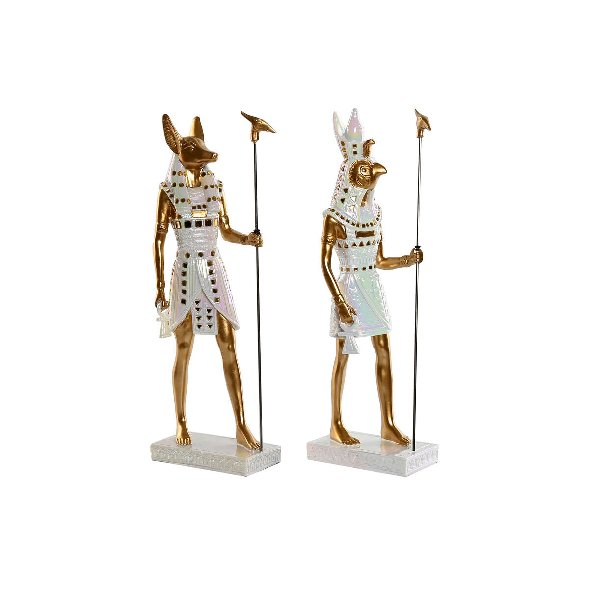 Koristehahmo valkoinen & kullattu hartsi, egyptiläinen mies, 36 cm, 2 kpl