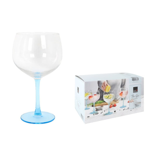 Gintonic-lasit 650 ml setti, sininen jalka, tilava kupoli, 9 x 11 x 19 cm
