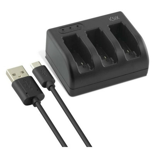 GoPro Hero5 akkulaturi USB-C, 3-akulle, mukana USB-kaapeli, micro-USB, musta