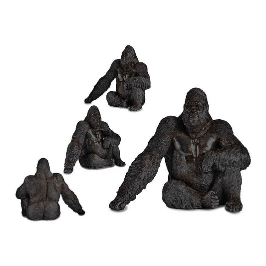 Gorilla koristehahmo musta hartsi 34×50×63 cm, istuva sisustukseen hyllylle