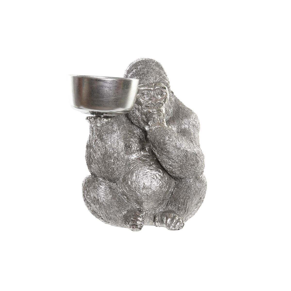 Gorilla koristehahmo hopeanvärinen hartsi, kulho, 32 x 26,5 x 36 cm (2 kpl)