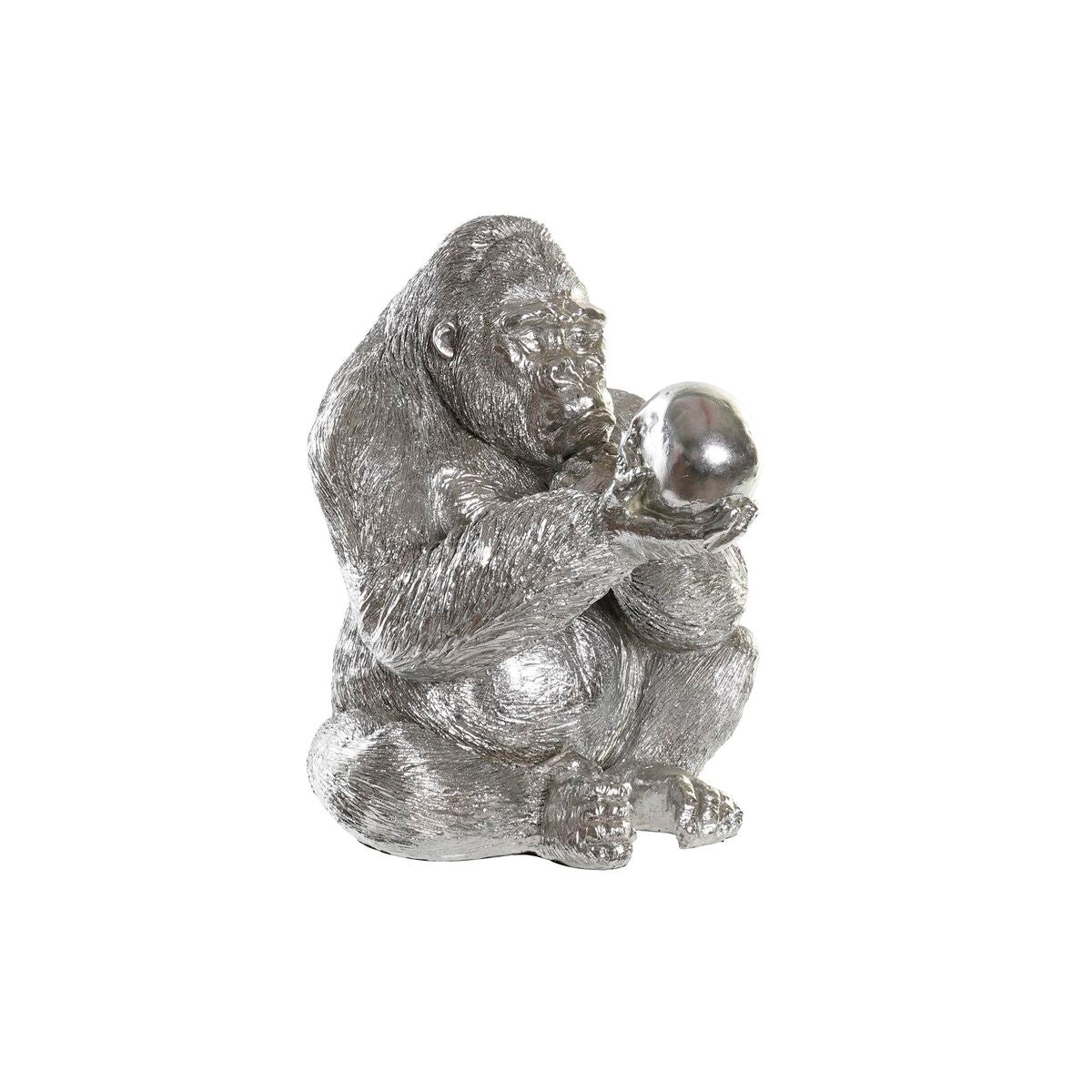 Gorilla koristehahmo hopeinen, siirtomaatyylinen sisustukseen 38,5 x 33 x 43,5 cm
