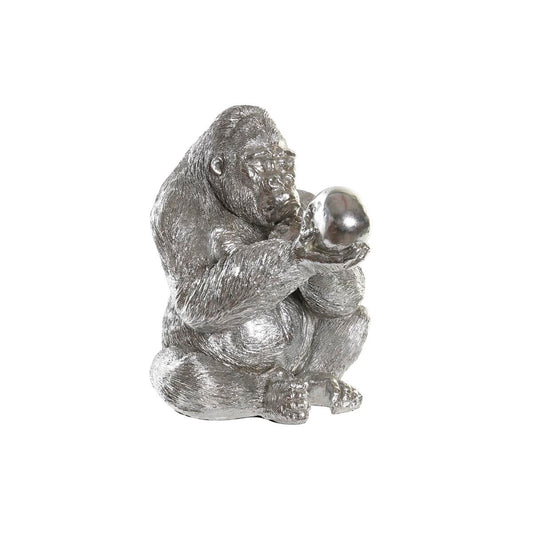 Gorilla koristehahmo hopeinen, siirtomaatyylinen sisustukseen 38,5 x 33 x 43,5 cm