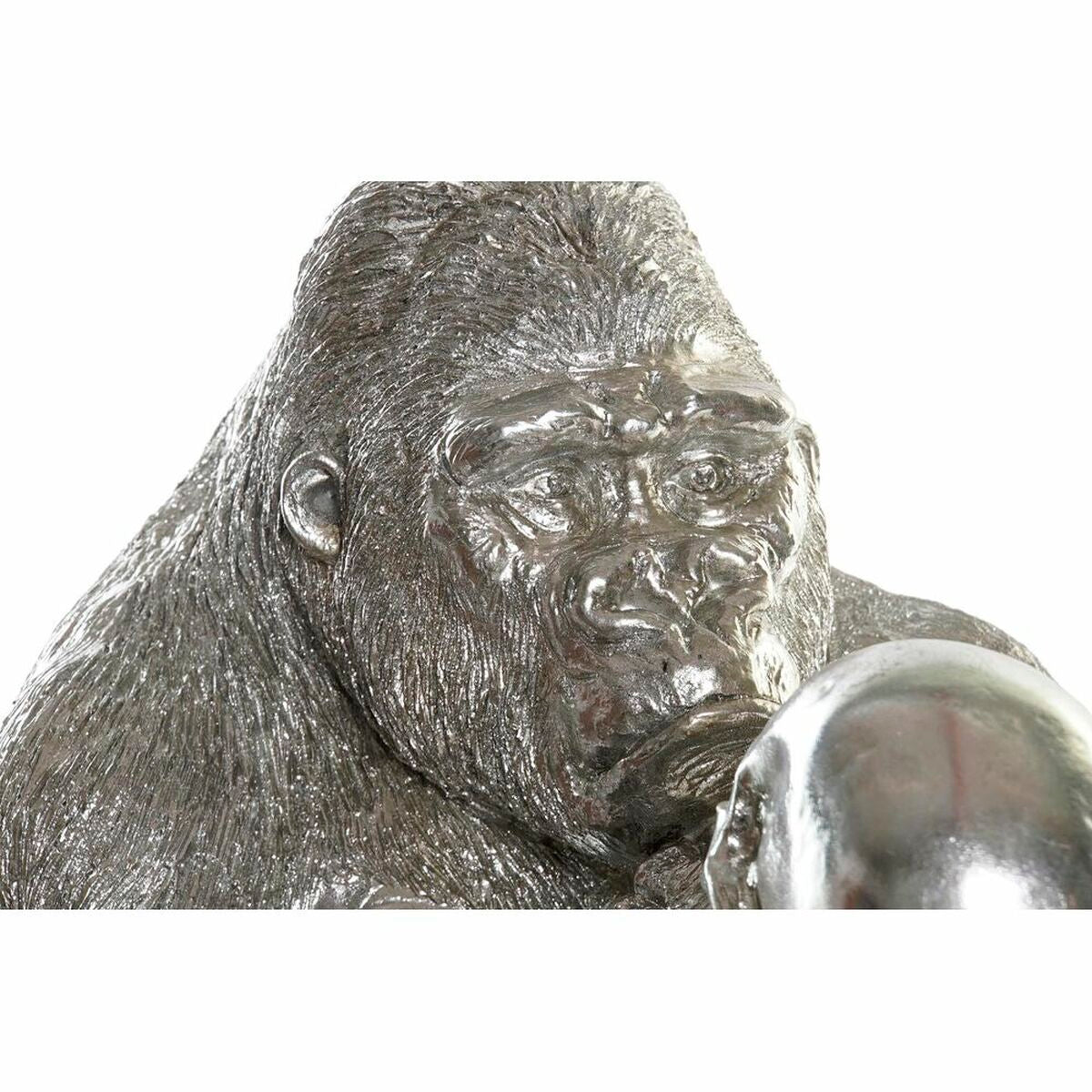 Gorilla koristehahmo hopeinen, siirtomaatyylinen sisustukseen 38,5 x 33 x 43,5 cm