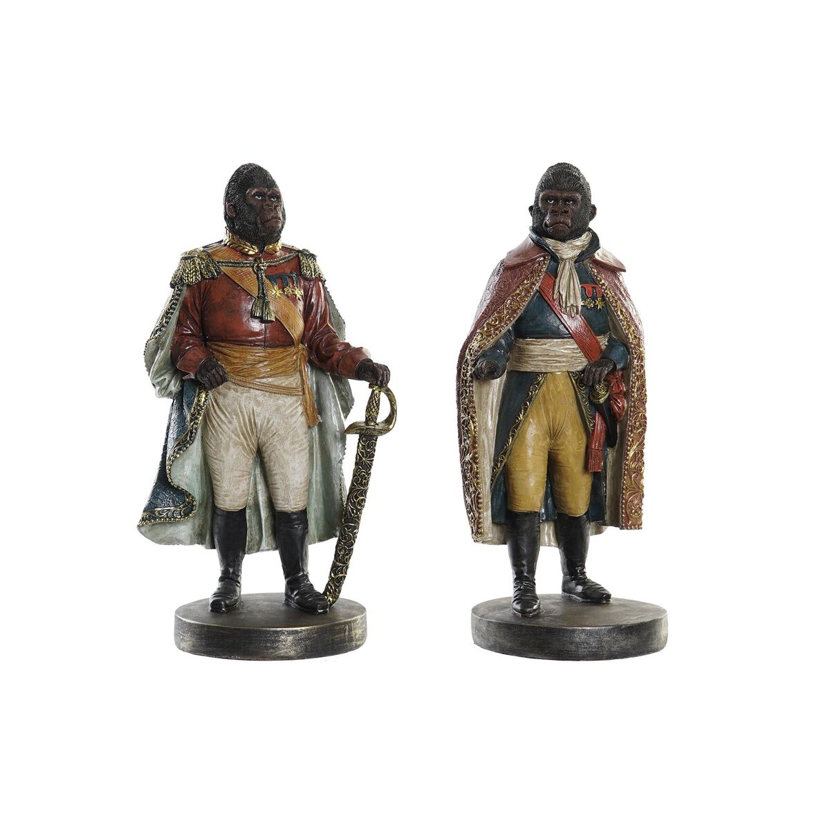 Gorilla koristehahmo resiinistä, siirtomaatyylinen 31,5 cm, sisustukseen, 2 kpl