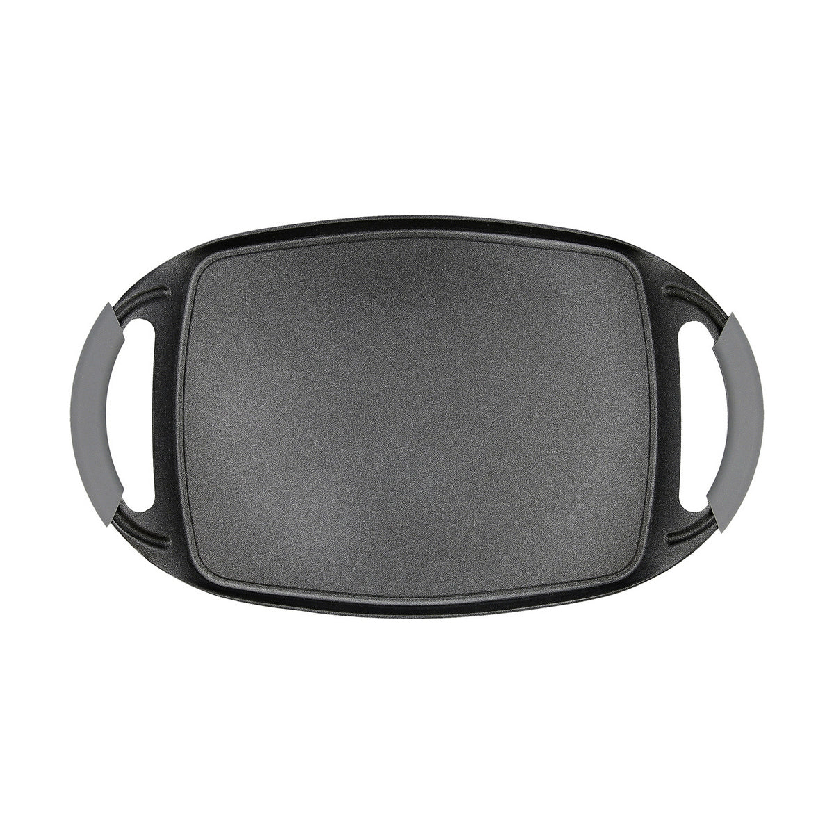 Grillipannu non-stick 47 x 29 cm, musta - silikonikahvat & metallirunko keittiöön